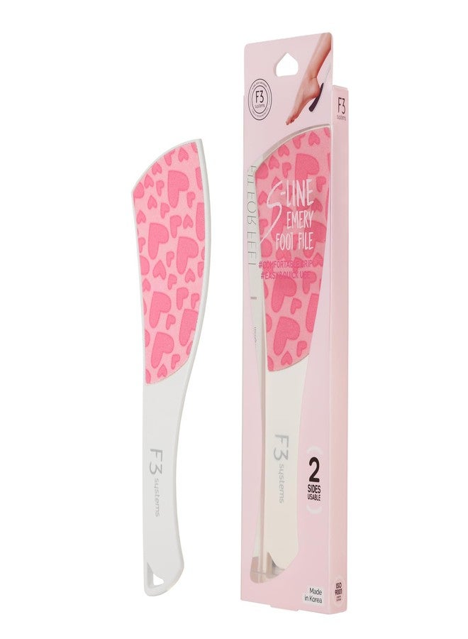 F3 Systems S-Line Emery Foot File(Pink Heart), Colossal Double-Sided Pedicure Tool, Effective for Cracked Heel, Ergonomic Design for Easy Grip - Image 1